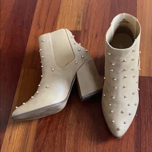 Tan studded booties